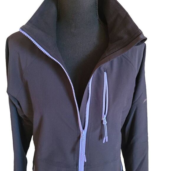 Eddie Bauer Womens Fleece Lined Zip Up Soft Shell Jacket Navy Blue Black Medium - Picture 5 of 12